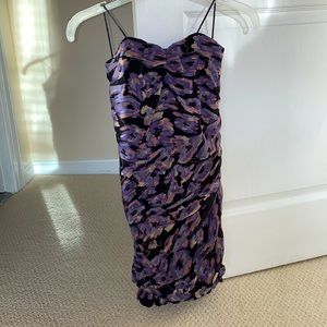 Strapless Purple, Mauve, Black, Cream Floral Dress
